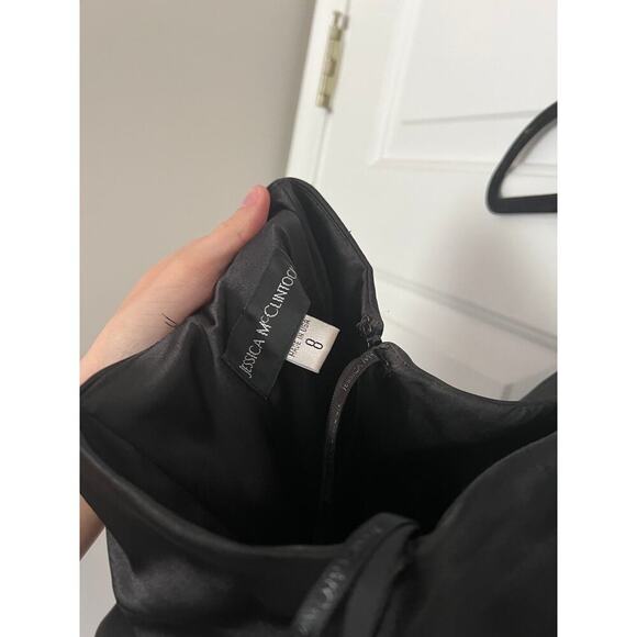 Jessica McClintock Y2K Vintage Whimsigoth Black Satin Gown Dress - Picture 5 of 8